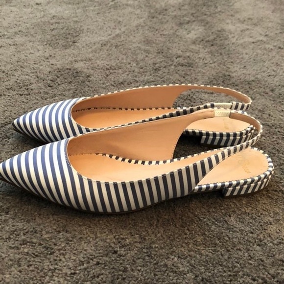 J. Crew women’s blue & white striped slingback sz 7 - Picture 2 of 5